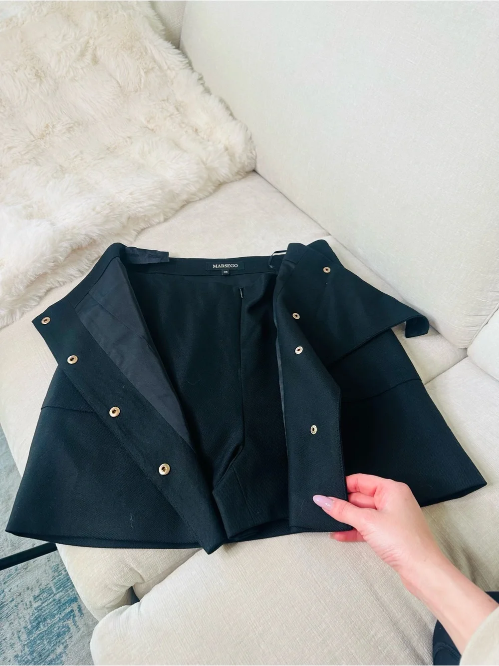 Black Button-Front A-Line Skort size XS MARSEGO - Picture 8 of 13